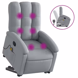 Poltrona Alzapersona Massaggi Reclinabile Grigio Chiaro Tessutocod mxl 108890 - Vista aggiuntiva 2