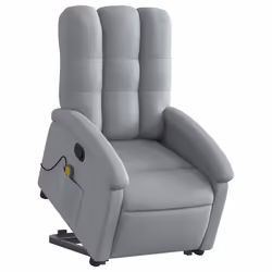 Poltrona Alzapersona Massaggi Reclinabile Grigio Chiaro Tessutocod mxl 108890 - Vista aggiuntiva 3