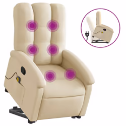Poltrona Alzapersona Massaggiante Reclinabile Crema in Tessutocod mxl 84937 - Vista aggiuntiva 2
