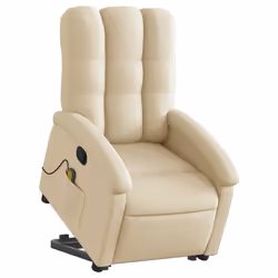 Poltrona Alzapersona Massaggiante Reclinabile Crema in Tessutocod mxl 84937 - Vista aggiuntiva 3