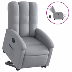 vidaXL Poltrona Reclinante Alzapersona Elettrica Grigio Chiaro Tessuto - Vista aggiuntiva 2