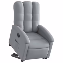 vidaXL Poltrona Reclinante Alzapersona Elettrica Grigio Chiaro Tessuto - Vista aggiuntiva 3