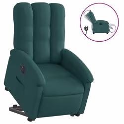 vidaXL Poltrona Alzapersona Reclinabile Elettrica Verde Scuro Tessuto - Vista aggiuntiva 2