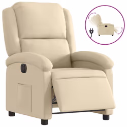 vidaXL Poltrona Elettrica Reclinabile Crema in Tessuto - Vista aggiuntiva 2