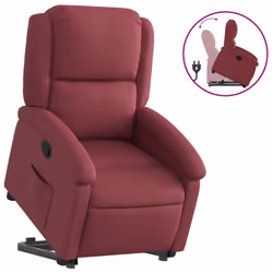 vidaXL Poltrona Alzapersona Reclinabile Rosso Vino in Tessuto - Vista aggiuntiva 2
