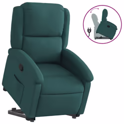 vidaXL Poltrona Alzapersona Reclinabile Verde Scuro in Tessuto - Vista aggiuntiva 2