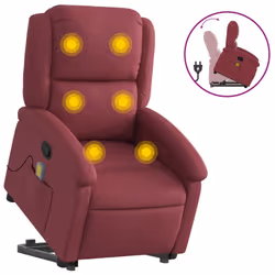 Poltrona Alzapersona Massaggio Reclinabile Rosso Vino Tessutocod mxl 84940 - Vista aggiuntiva 2