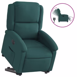 vidaXL Poltrona Alzapersona Reclinabile Elettrica Verde Scuro Tessuto - Vista aggiuntiva 2