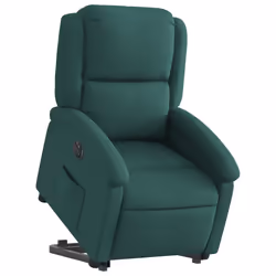 vidaXL Poltrona Alzapersona Reclinabile Elettrica Verde Scuro Tessuto - Vista aggiuntiva 3