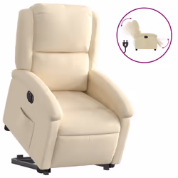 Poltrona Alzapersona Reclinabile Elettrica Crema in Tessutocod mxl 133209 - Vista aggiuntiva 2