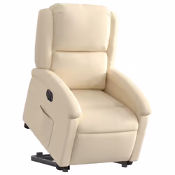 Poltrona Alzapersona Reclinabile Elettrica Crema in Tessutocod mxl 133209 - Vista aggiuntiva 3