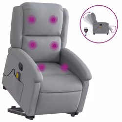 Poltrona Alzapersona Massaggi Elettrica Grigio Chiaro Tessutocod mxl 109037 - Vista aggiuntiva 2