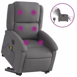 Poltrona Alzapersona Massaggi Elettrica Grigio Scuro Tessutocod mxl 85071 - Vista aggiuntiva 2