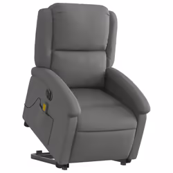 Poltrona Alzapersona Massaggi Elettrica Grigio Scuro Tessutocod mxl 85071 - Vista aggiuntiva 3
