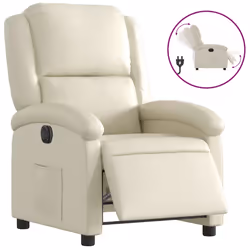 vidaXL Poltrona Reclinabile Elettrica Crema in Similpelle - Vista aggiuntiva 2
