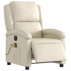 Poltrona Massaggiante Elettrica Reclinabile Crema Similpellecod mxl 91852 - Vista aggiuntiva 3