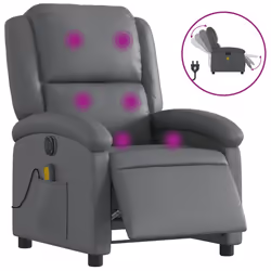 Poltrona Massaggiante Elettrica Reclinabile Grigio Similpellecod mxl 91856 - Vista aggiuntiva 2