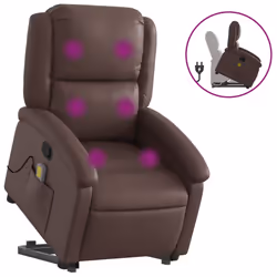 Poltrona Alzapersona Reclinabile Massaggio Marrone Similpellecod mxl 109061 - Vista aggiuntiva 2