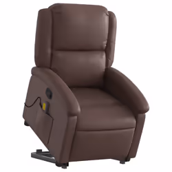 Poltrona Alzapersona Reclinabile Massaggio Marrone Similpellecod mxl 109061 - Vista aggiuntiva 3