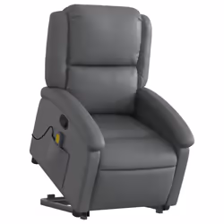 Poltrona Alzapersona Reclinabile Massaggio Grigio Similpellecod mxl 85095 - Vista aggiuntiva 3