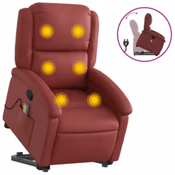 Poltrona Alzapersone Massaggi Reclinabile Rosso Vino Similpellecod mxl 109059 - Vista aggiuntiva 2