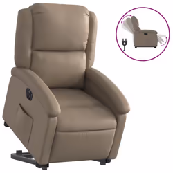vidaXL Poltrona Alzapersona Reclinante Elettrica Cappuccino Similpelle - Vista aggiuntiva 2