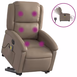Poltrona Alzapersona Massaggio Elettrica Cappuccino Similpellecod mxl 133044 - Vista aggiuntiva 2