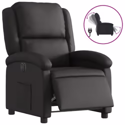 Poltrona Reclinabile Elettrica Nera in Vera Pellecod mxl 115857 - Vista aggiuntiva 2