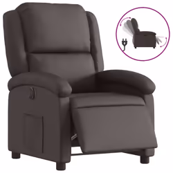Poltrona Reclinabile Elettrica Marrone Scuro in Vera Pellecod mxl 91860 - Vista aggiuntiva 2