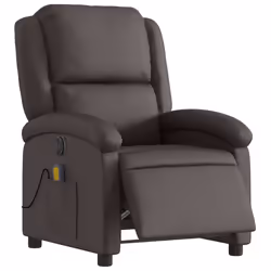vidaXL Poltrona Massaggi Reclinante Elettrica Marrone Scuro Vera Pelle - Vista aggiuntiva 3