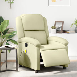 Poltrona Massaggiante Elettrica Reclinabile Crema in Vera Pellecod mxl 85677