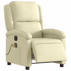 Poltrona Massaggiante Elettrica Reclinabile Crema in Vera Pellecod mxl 85677 - Vista aggiuntiva 3
