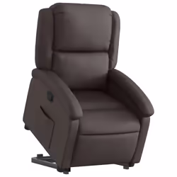 Poltrona Alzapersona Reclinabile Marrone Scuro in Vera Pellecod mxl 109645 - Vista aggiuntiva 3