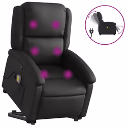 Poltrona a Rialzo Massaggiante Reclinabile Elettrica Nera Pellecod mxl 85676 - Vista aggiuntiva 2