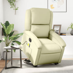 Poltrona Alzapersona Massaggi Reclinabile Elettrica Crema Pellecod mxl 85674