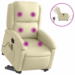 Poltrona Alzapersona Massaggi Reclinabile Elettrica Crema Pellecod mxl 85674 - Vista aggiuntiva 2