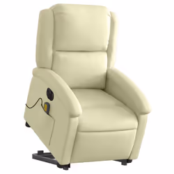 Poltrona Alzapersona Massaggi Reclinabile Elettrica Crema Pellecod mxl 85674 - Vista aggiuntiva 3