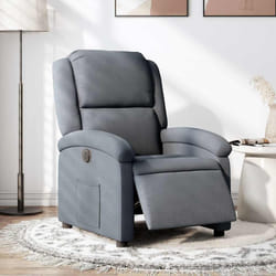 vidaXL Poltrona Elettrica Reclinabile Grigio Scuro in Vera Pelle