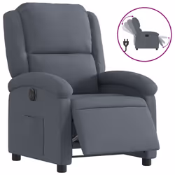 vidaXL Poltrona Elettrica Reclinabile Grigio Scuro in Vera Pelle - Vista aggiuntiva 2