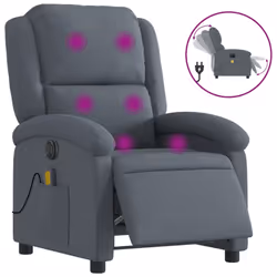 vidaXL Poltrona Massaggiante Reclinante Elettrica Grigio Scuro Velluto - Vista aggiuntiva 2