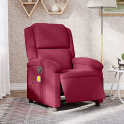 vidaXL Poltrona Massaggiante Reclinabile Elettrica Rosso Vino Velluto