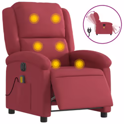 vidaXL Poltrona Massaggiante Reclinabile Elettrica Rosso Vino Velluto - Vista aggiuntiva 2