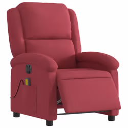 vidaXL Poltrona Massaggiante Reclinabile Elettrica Rosso Vino Velluto - Vista aggiuntiva 3
