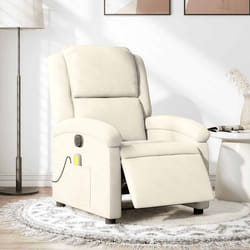 vidaXL Poltrona Massaggiante Reclinabile Elettrica Crema Velluto