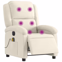 vidaXL Poltrona Massaggiante Reclinabile Elettrica Crema Velluto - Vista aggiuntiva 3