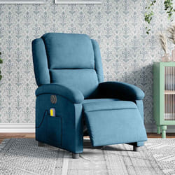 vidaXL Poltrona Massaggiante Reclinabile Elettrica Blu in Velluto