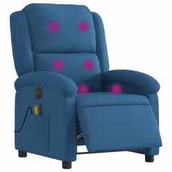 vidaXL Poltrona Massaggiante Reclinabile Elettrica Blu in Velluto - Vista aggiuntiva 3