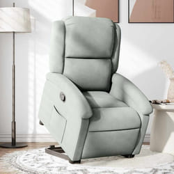 Poltrona Alzapersona Reclinabile Grigio Chiaro in Vellutocod mxl 132807