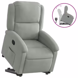 Poltrona Alzapersona Reclinabile Grigio Chiaro in Vellutocod mxl 132807 - Vista aggiuntiva 2