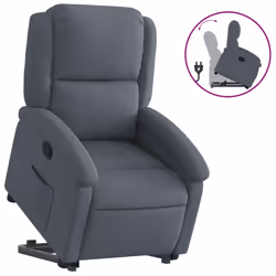 vidaXL Poltrona Alzapersona Reclinabile Grigio Scuro in Velluto - Vista aggiuntiva 2